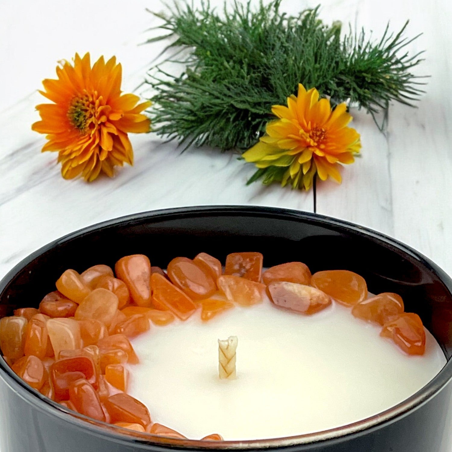 Sacral Chakra Crystal Candle, 10oz
