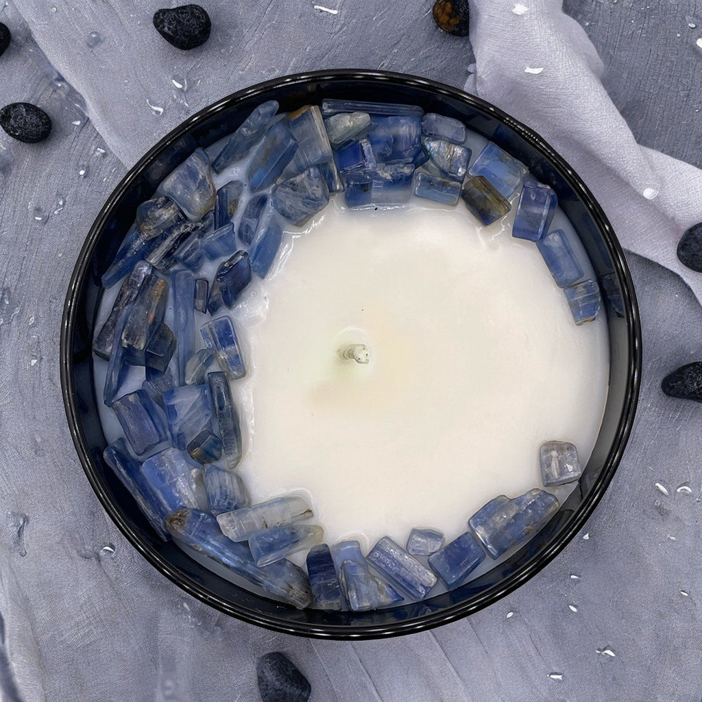 Throat Chakra Crystal Candle, 10oz